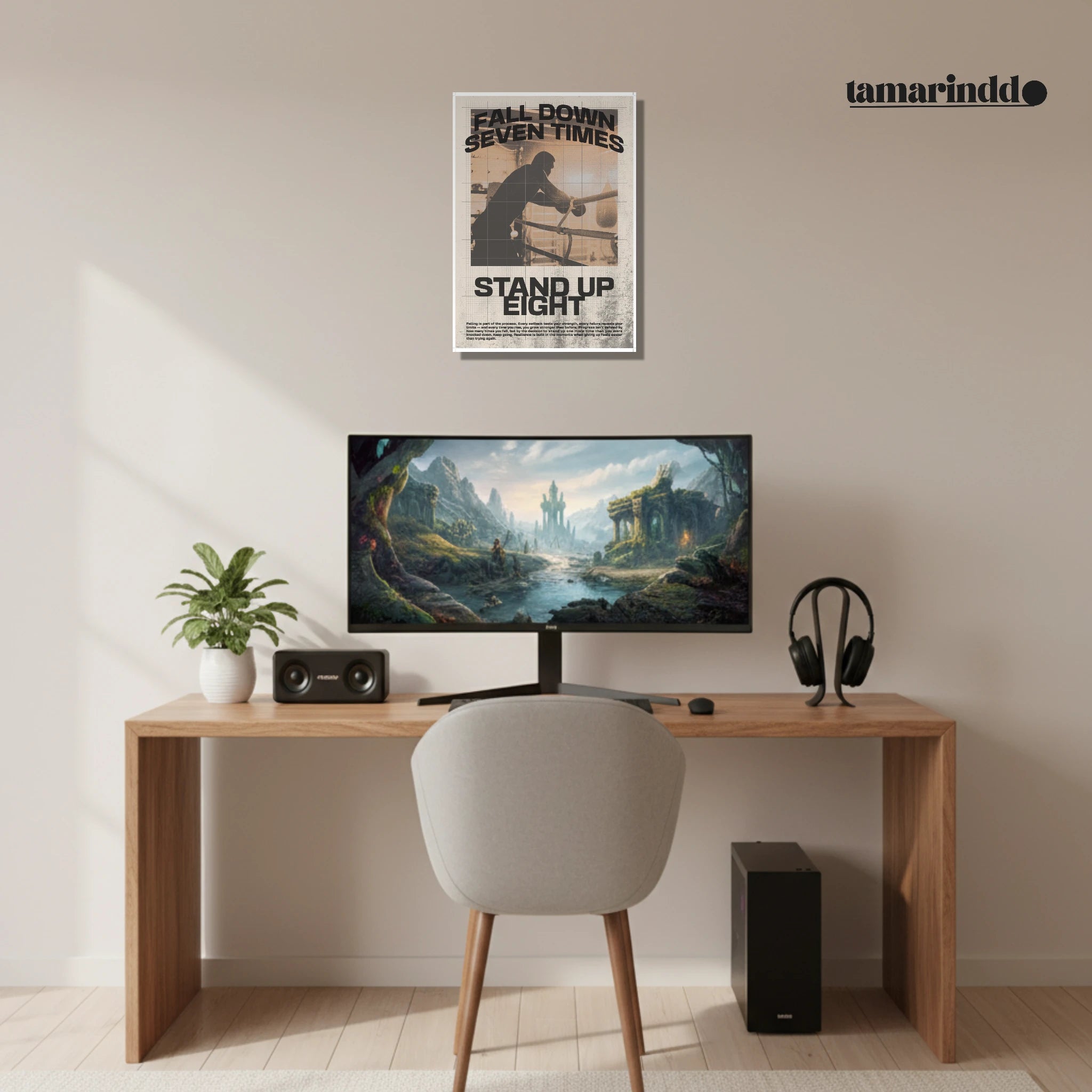 Fall Down Seven Times Stand Up Eight Japanese proverb resilience poster