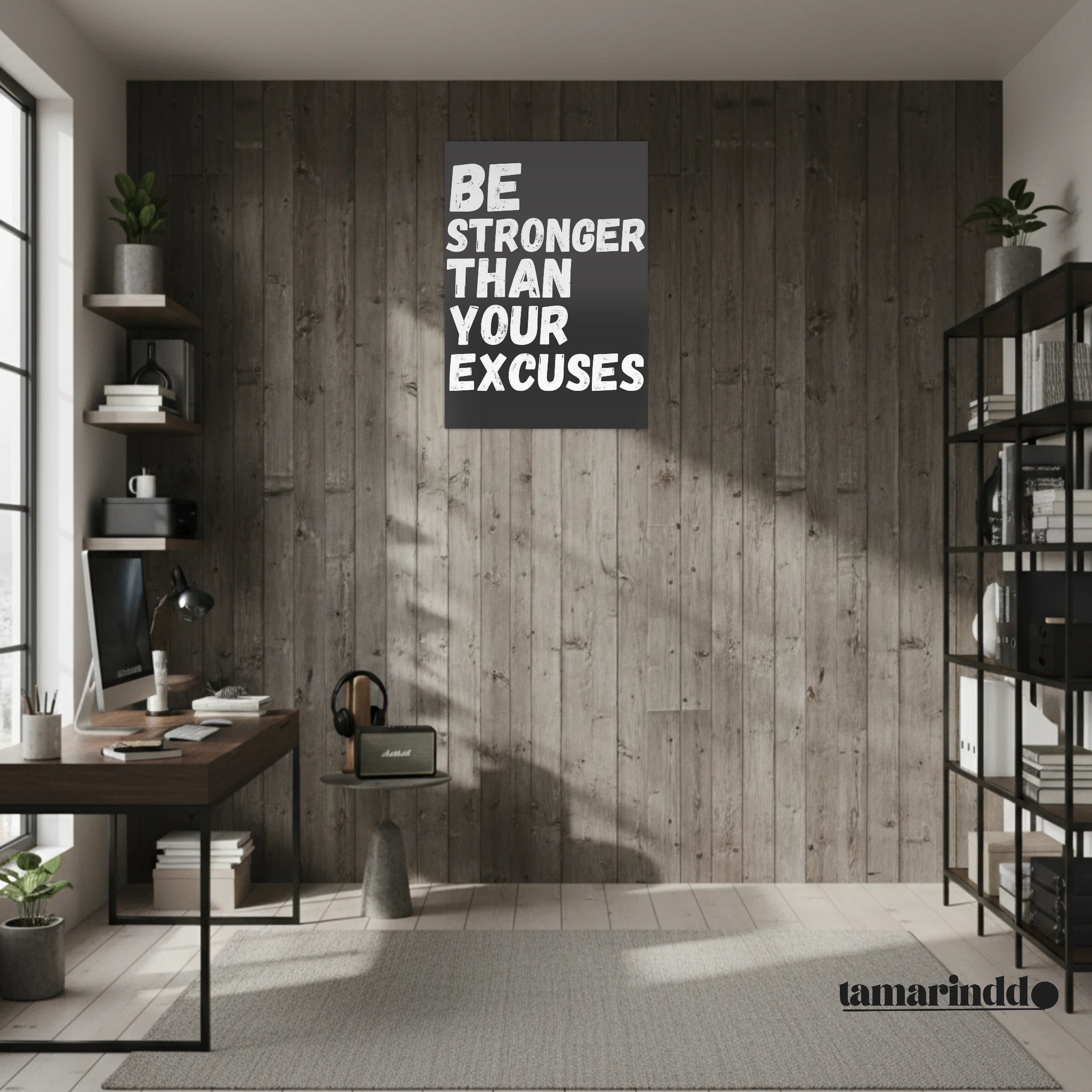 Be Stronger Than Your Excuses gym motivation poster with bold typography