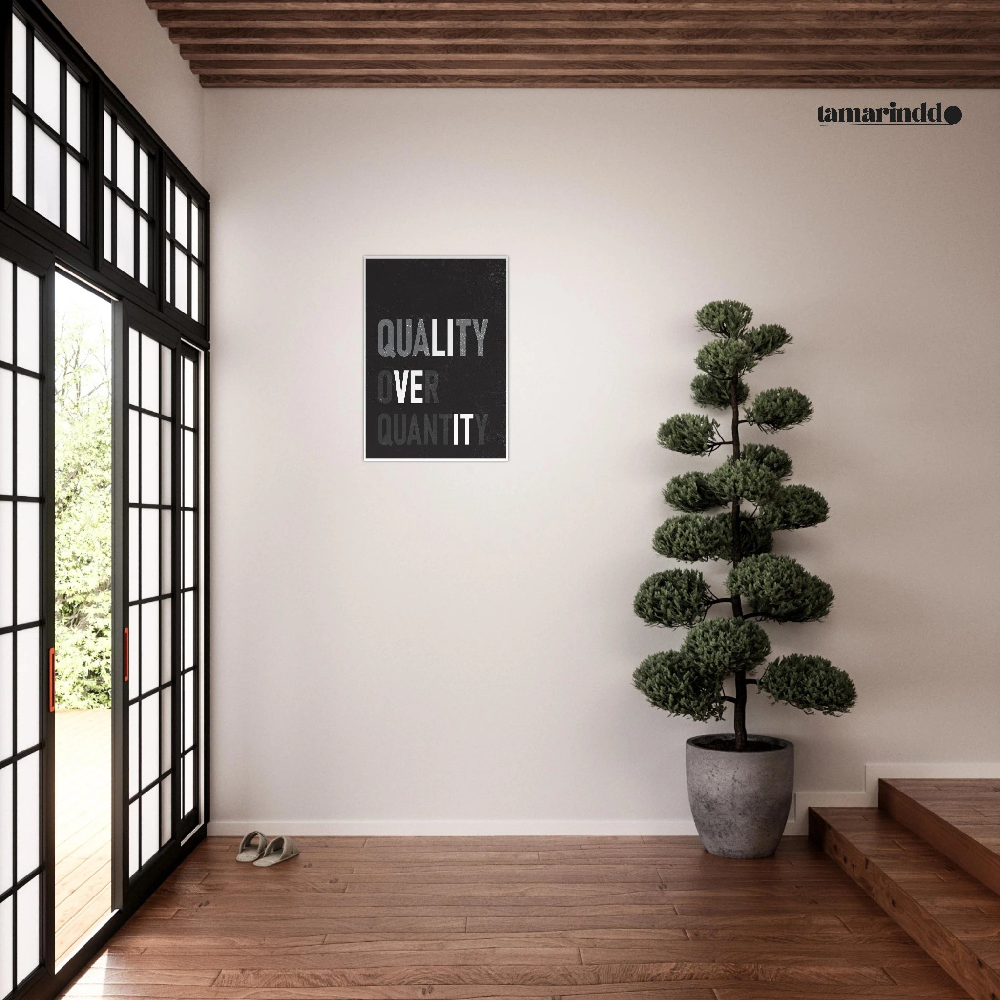 Quality Over Quantity minimalist mindset poster with clean typography - A3 (29.7 x 42  cm)
