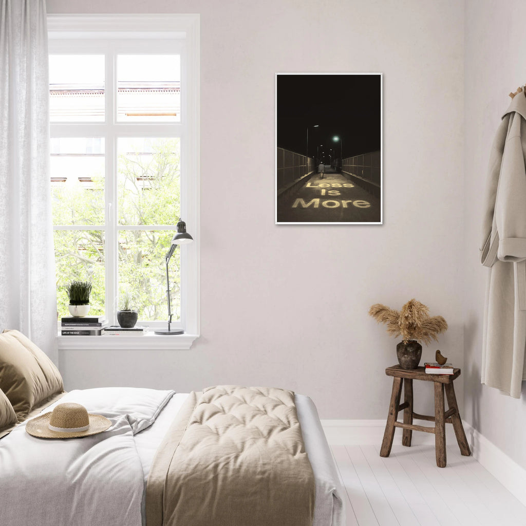 Less Is More minimalist typography poster with clean design