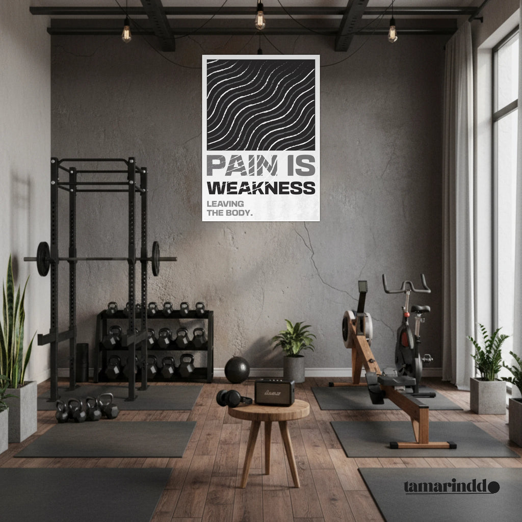 Pain Is Weakness Leaving the Body gym motivation poster with powerful typography - A1 (59.4 x 84.1  cm)