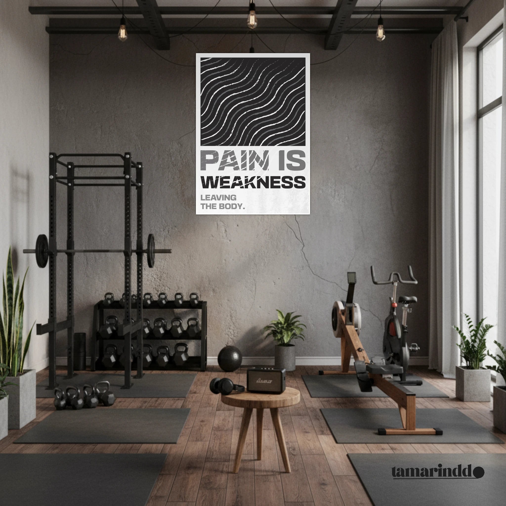 Pain Is Weakness Leaving the Body gym motivation poster with powerful typography - A1 (59.4 x 84.1  cm)