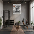 Impossible Is Nothing gym motivation poster with bold typography - Premium Wooden Framed Poster With Museum-Quality Matte Paper