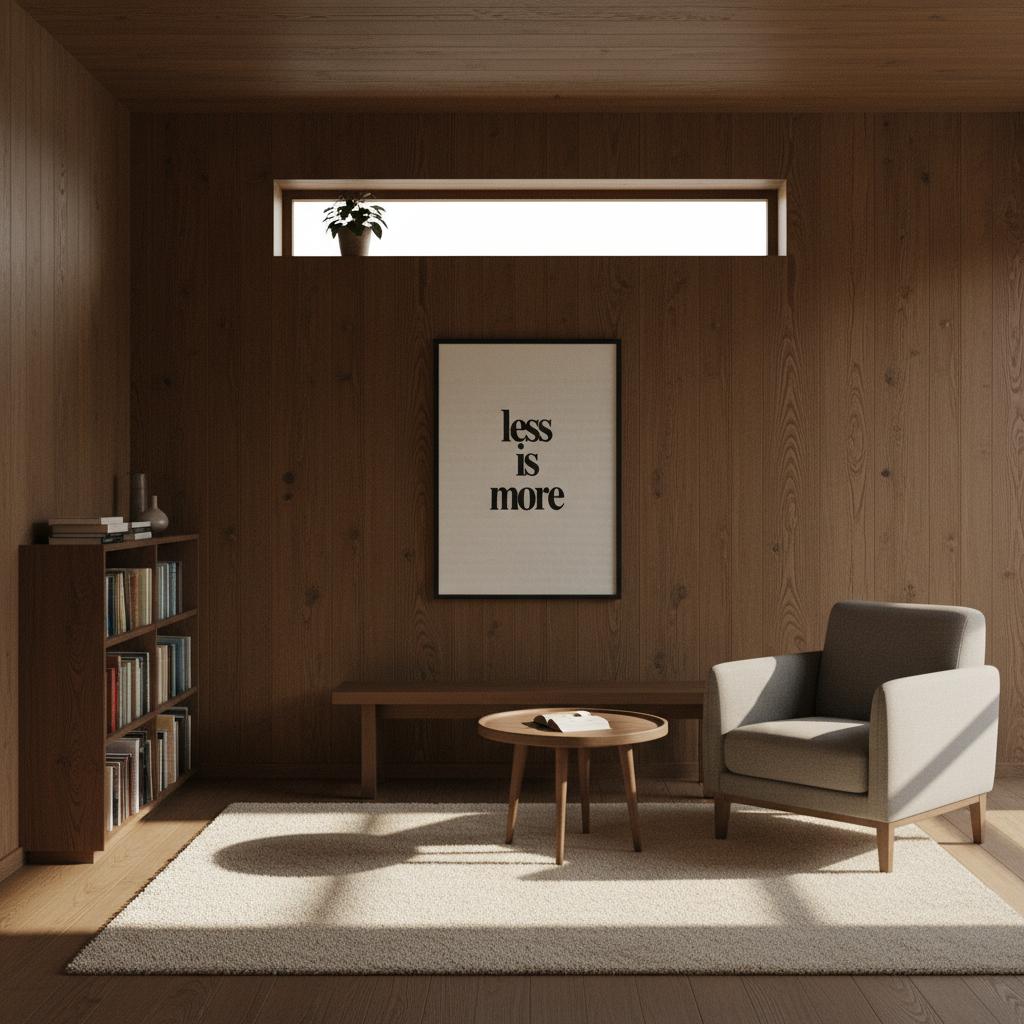 Less Is More minimalist quote poster with timeless aesthetic design