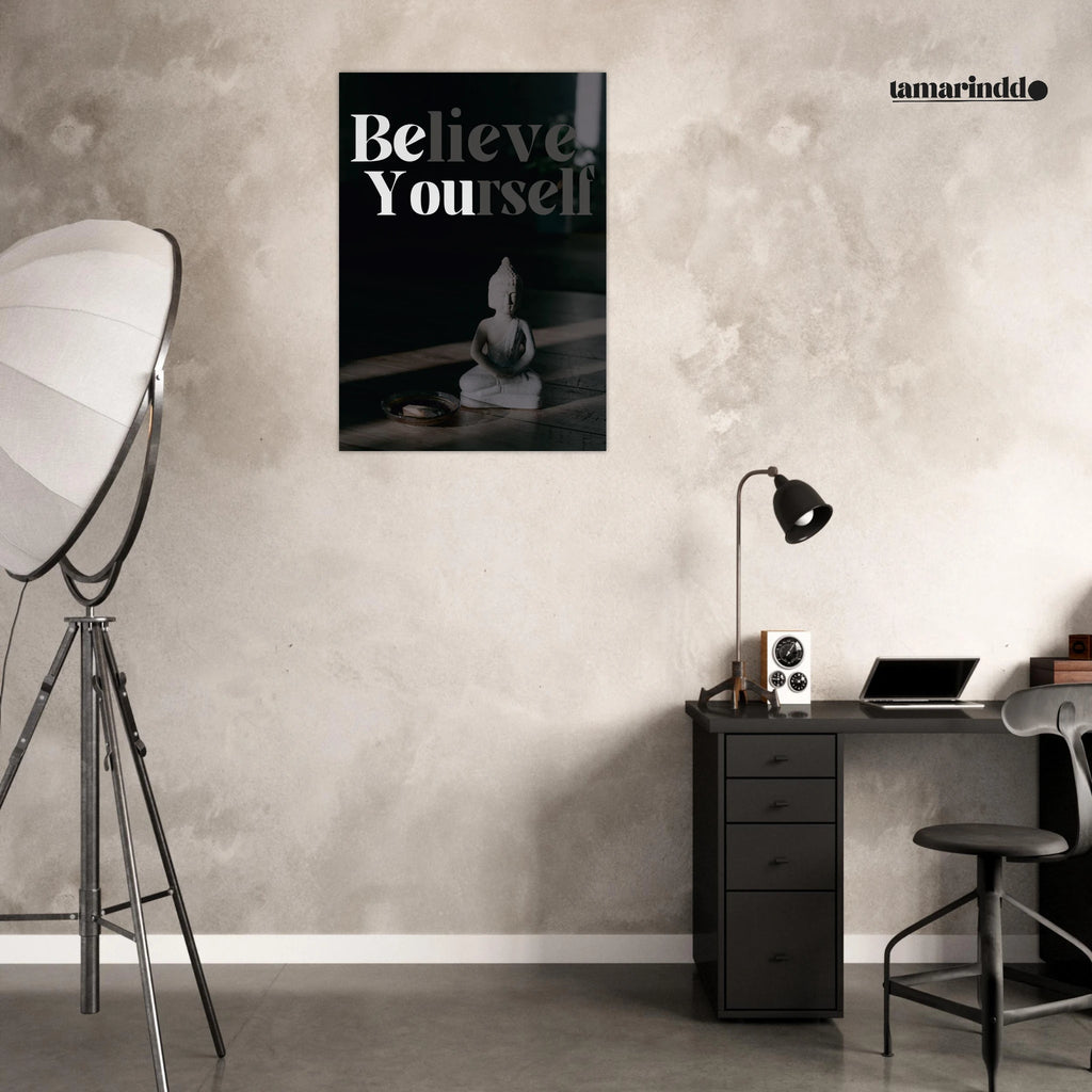 Believe In Yourself self-confidence poster with inspiring typography