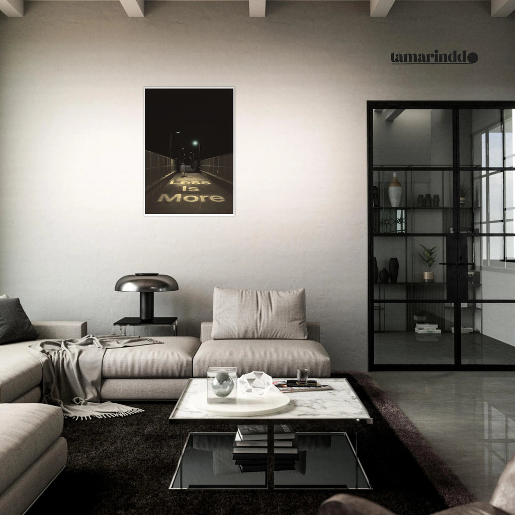 Less Is More minimalist typography poster with clean design