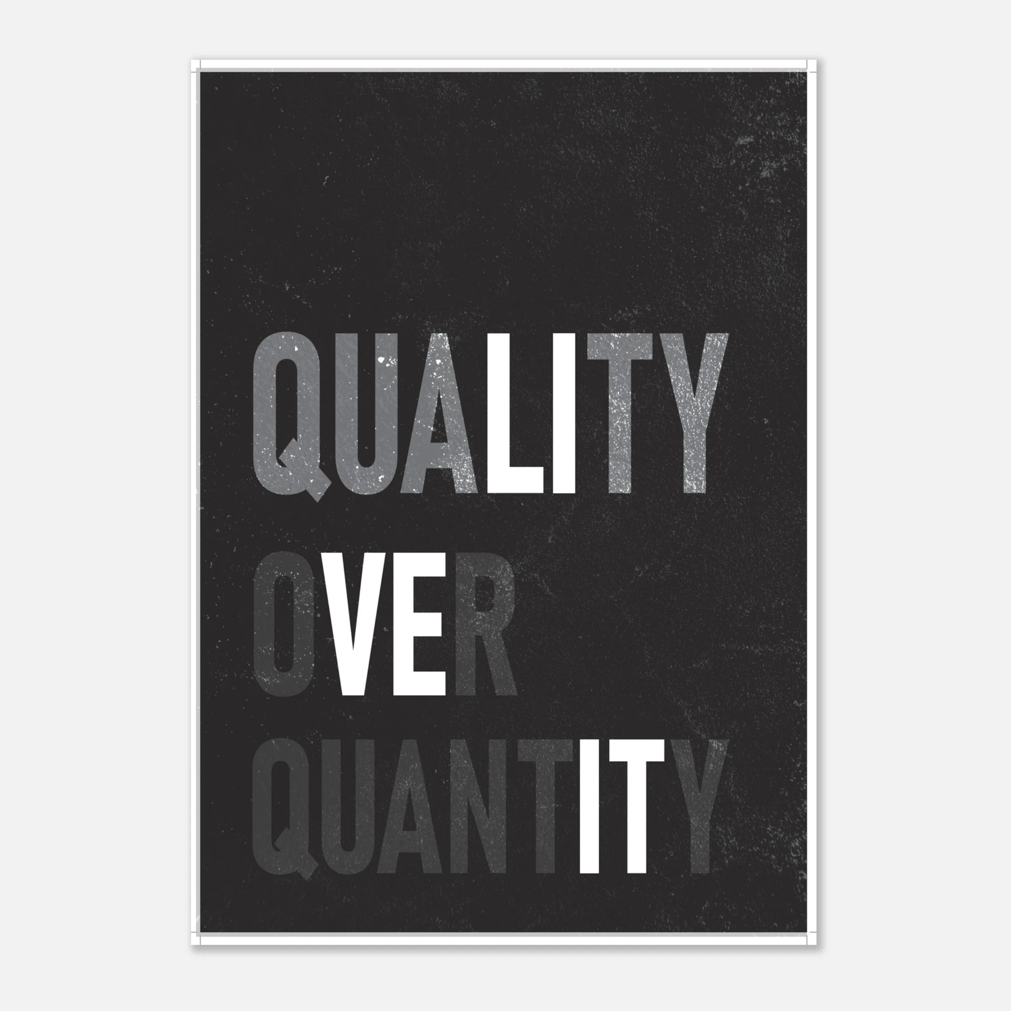 Quality Over Quantity minimalist mindset poster with clean typography