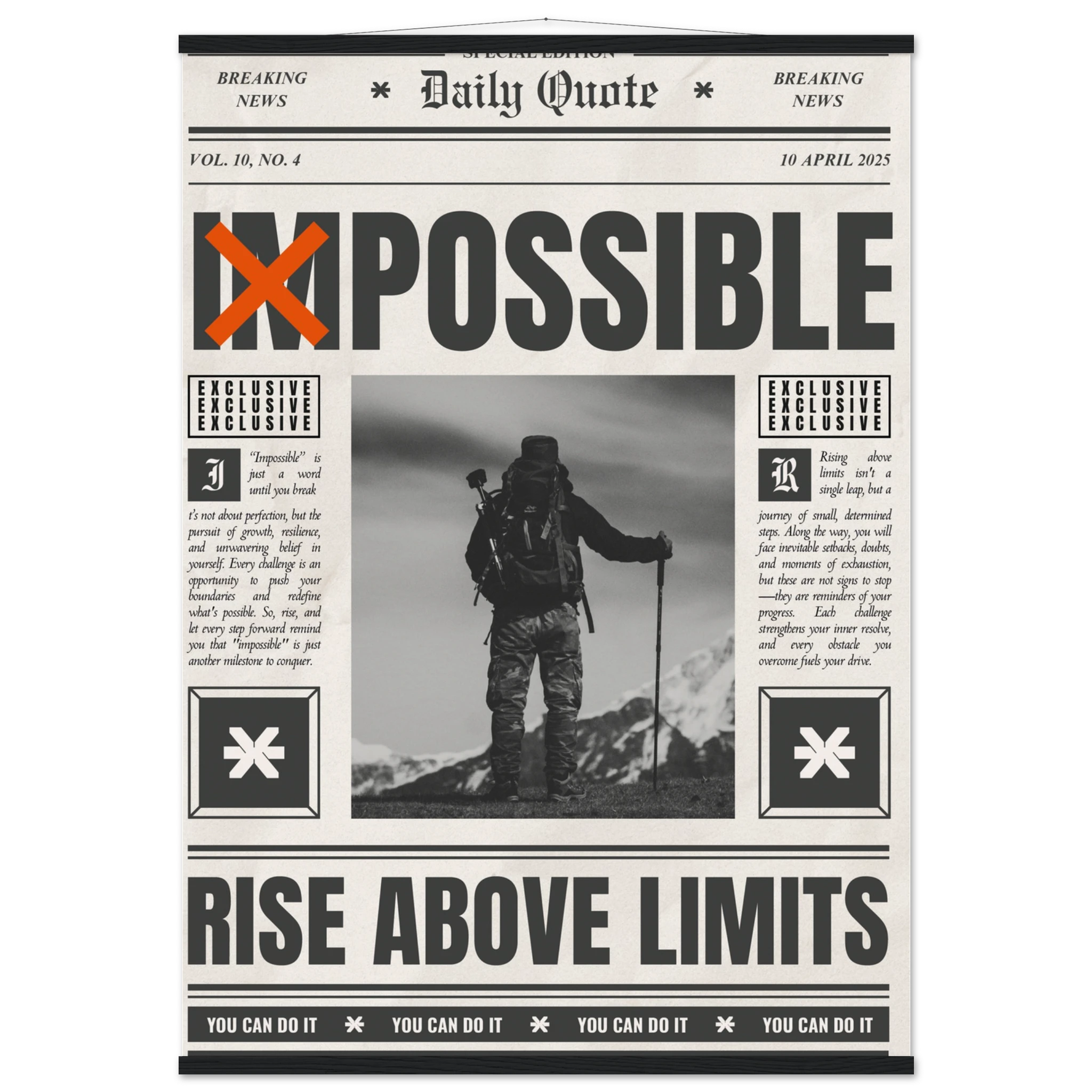 Impossible Is Nothing gym motivation poster with bold typography - Classic Matte Paper Poster