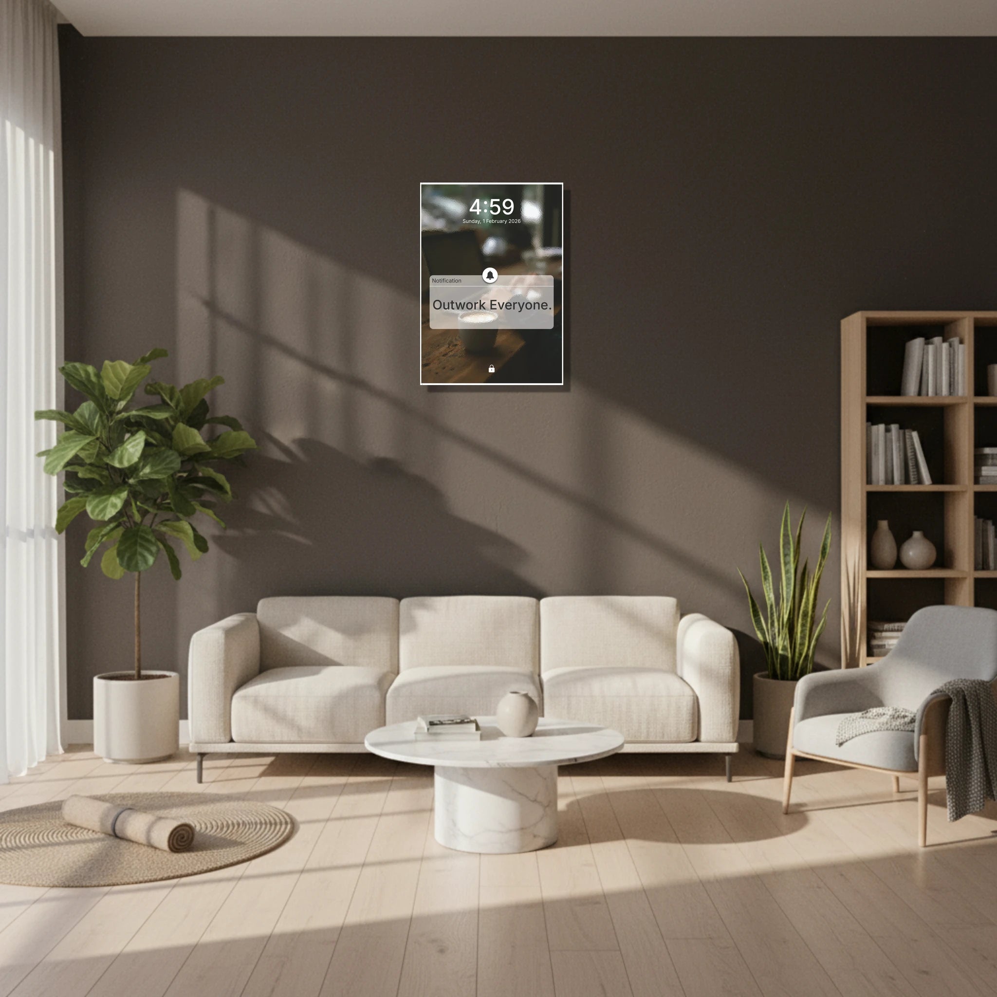 Outwork Everyone 5AM Club grind motivation poster for entrepreneurs