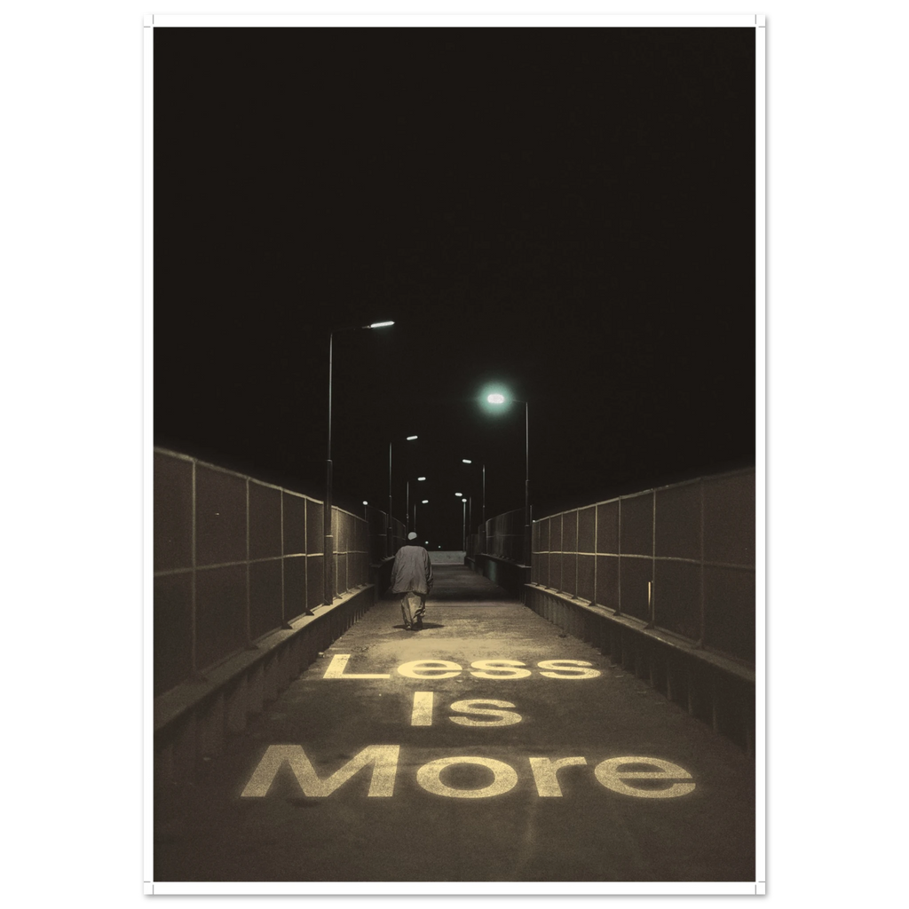 Less Is More minimalist typography poster with clean design