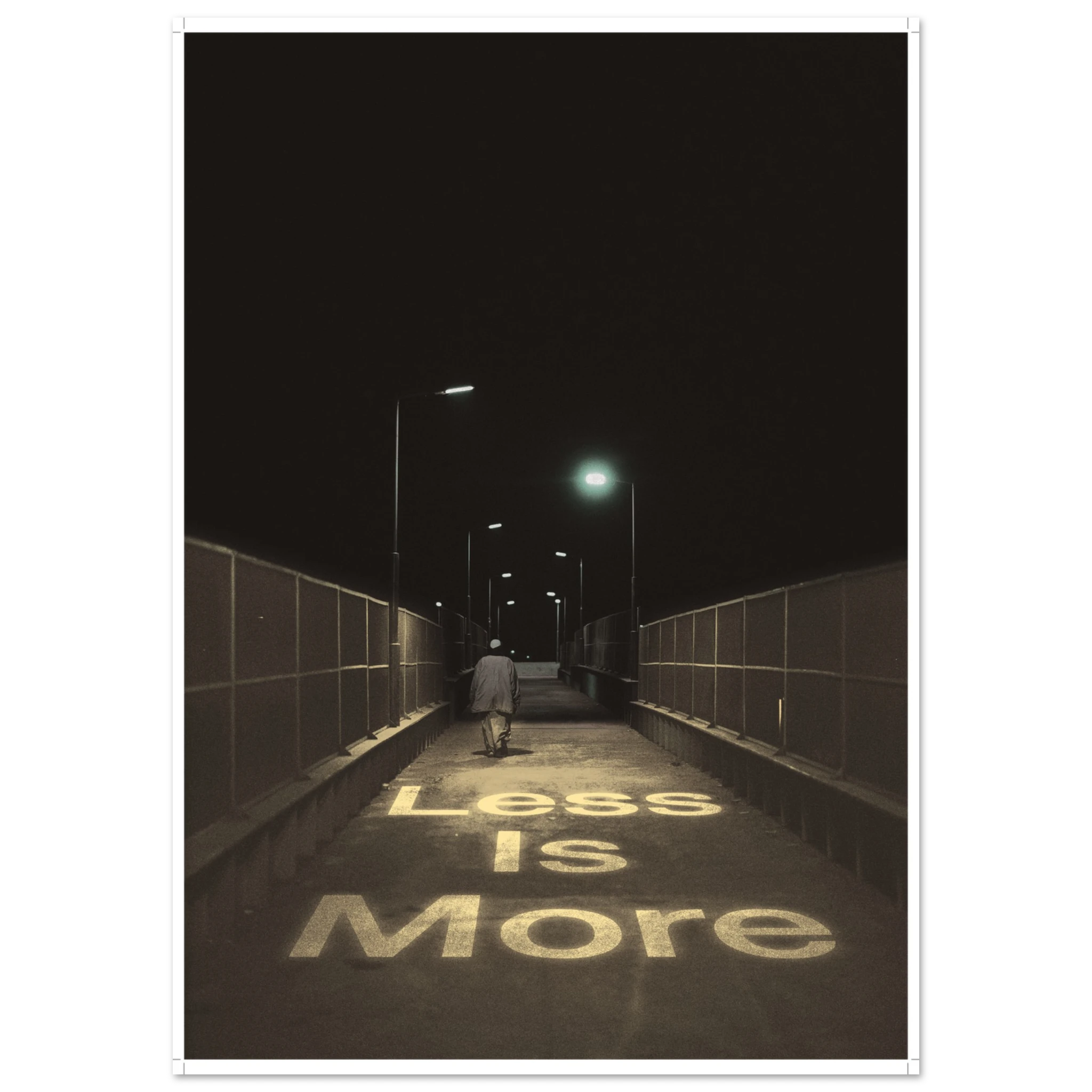 Less Is More minimalist typography poster with clean design