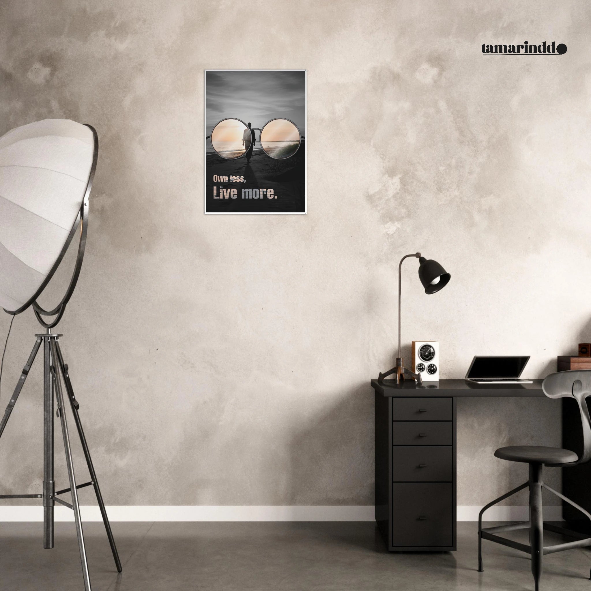 Own Less Live More minimalist living quote poster for simple living - A3 (29.7 x 42  cm)