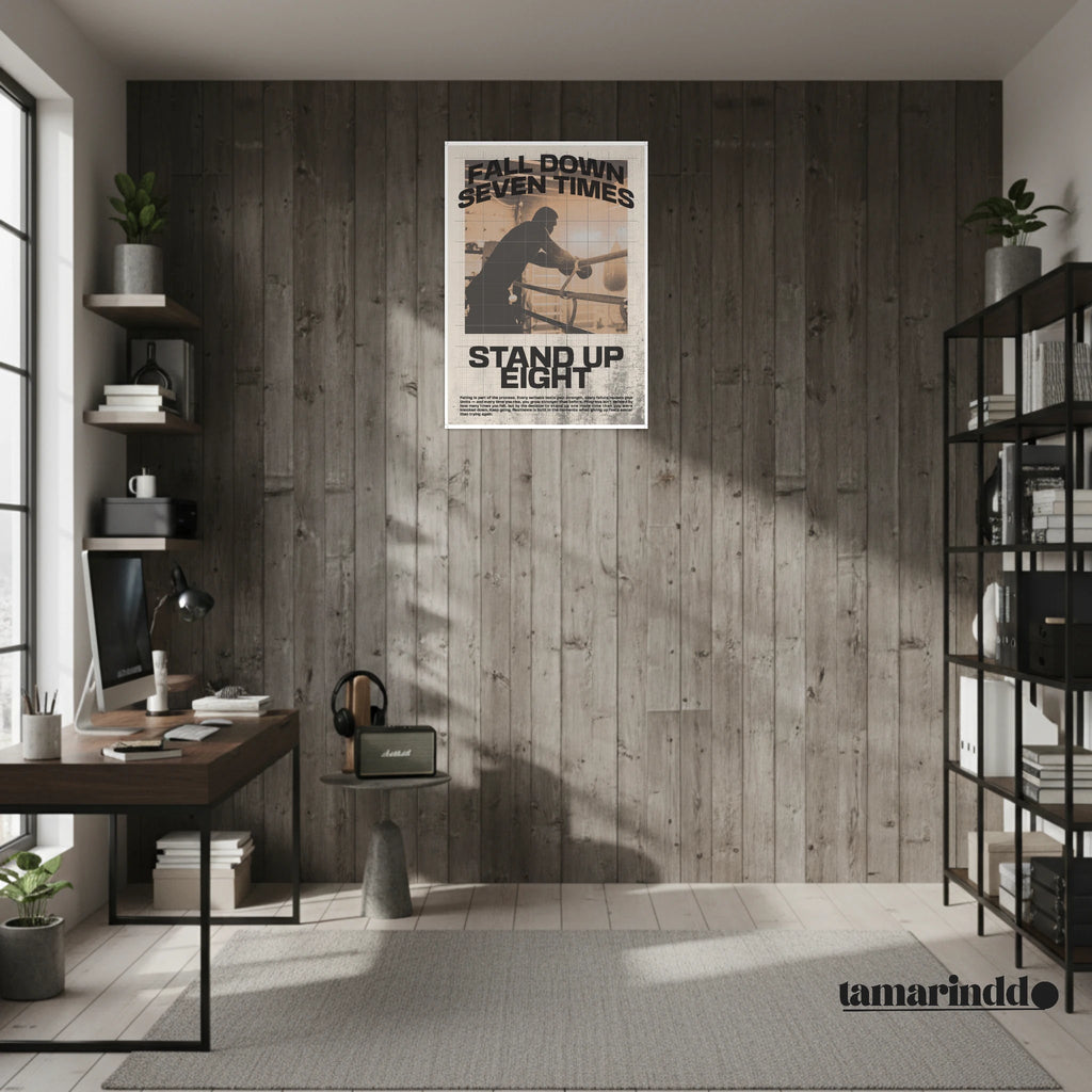 Fall Down Seven Times Stand Up Eight Japanese proverb resilience poster