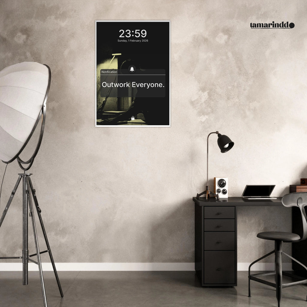 Outwork Everyone hustle and grind motivation poster with bold typography