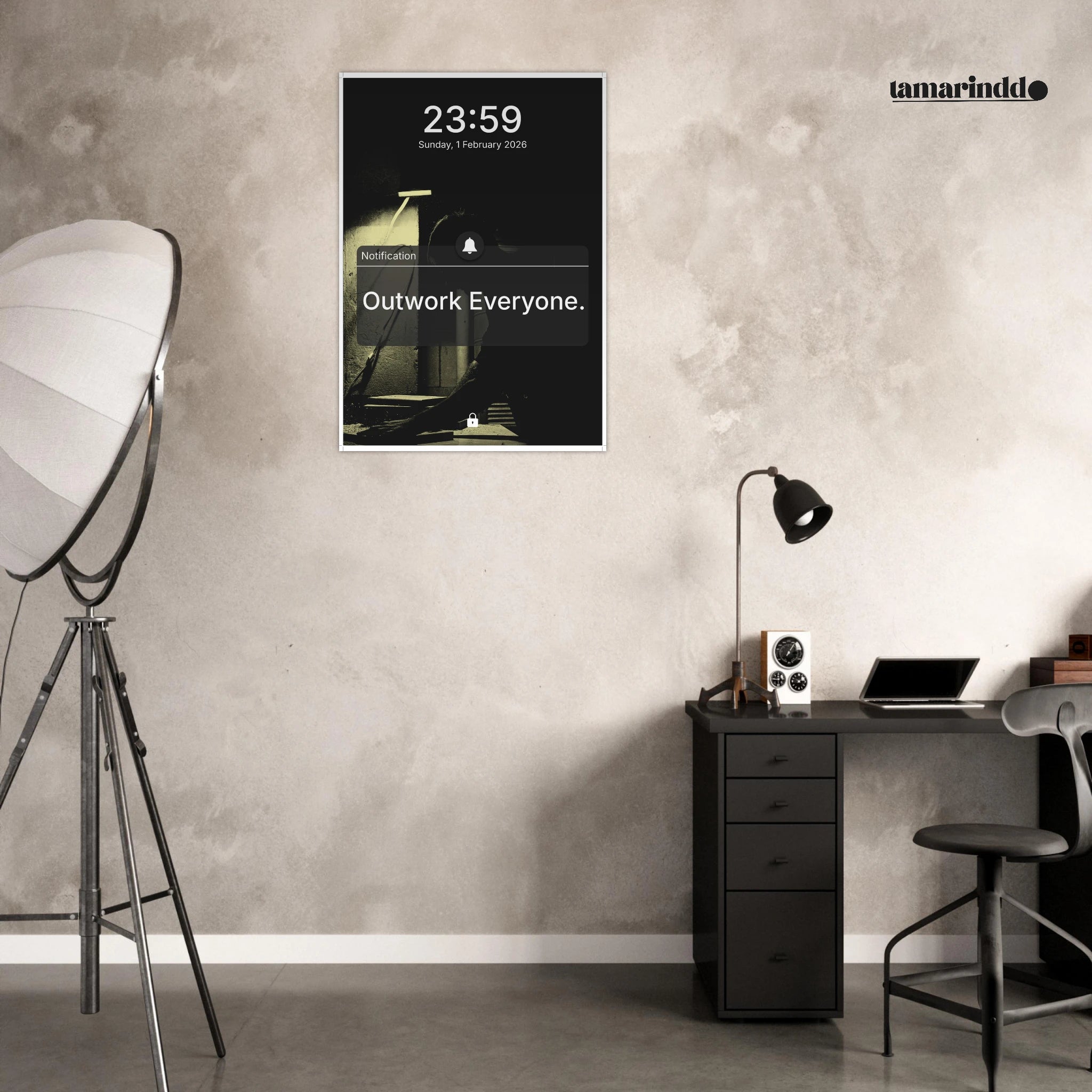 Outwork Everyone hustle and grind motivation poster with bold typography