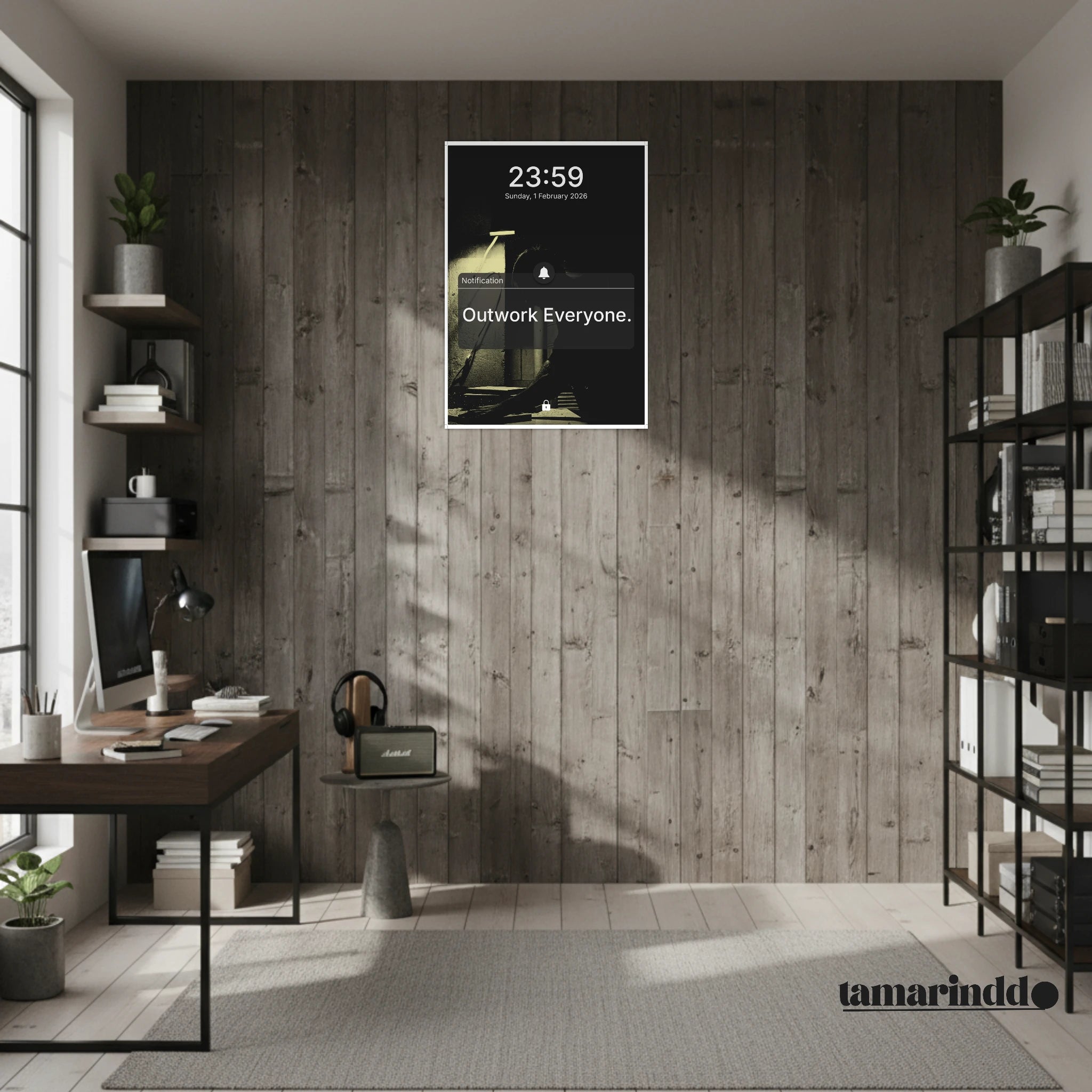 Outwork Everyone hustle and grind motivation poster with bold typography