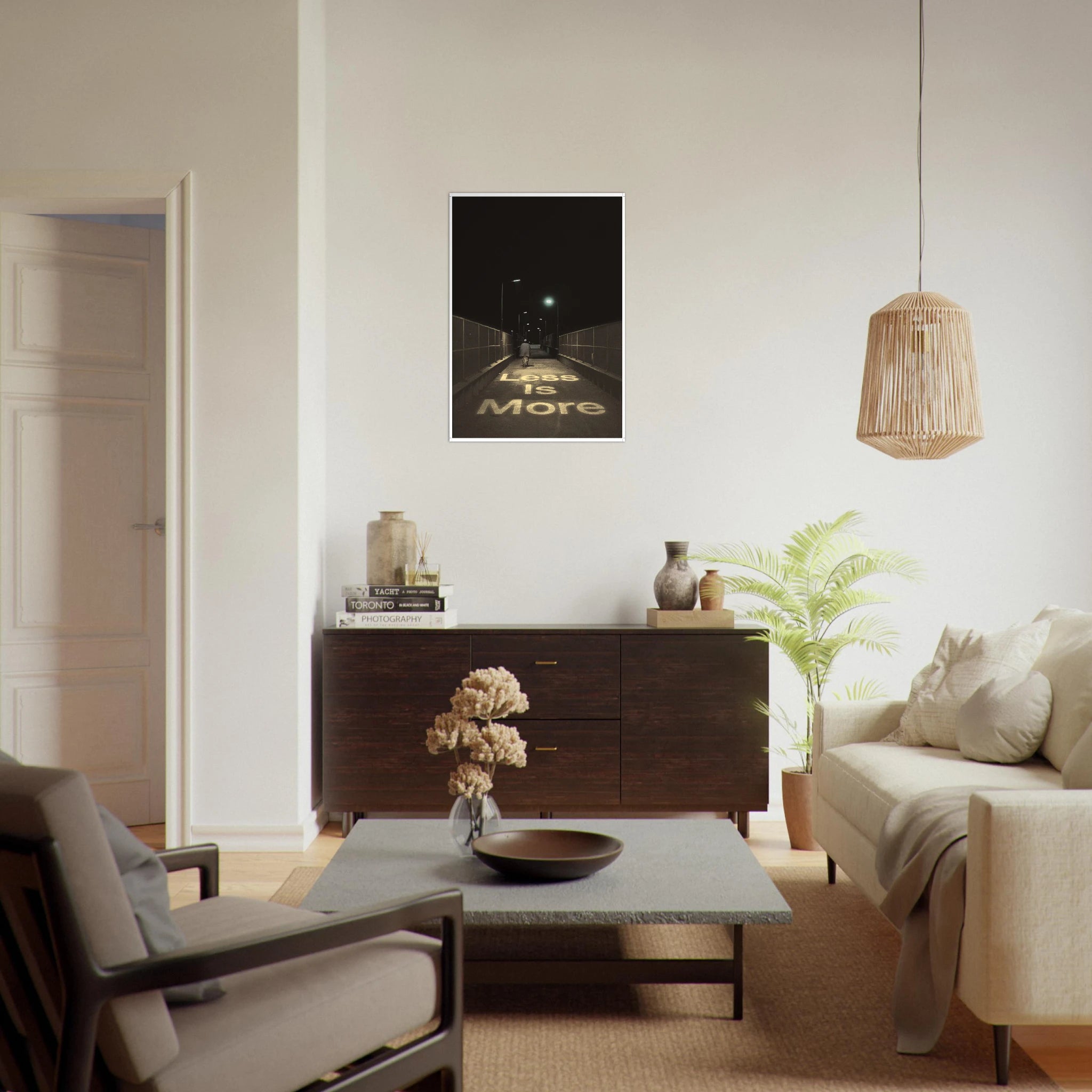 Less Is More minimalist typography poster with clean design