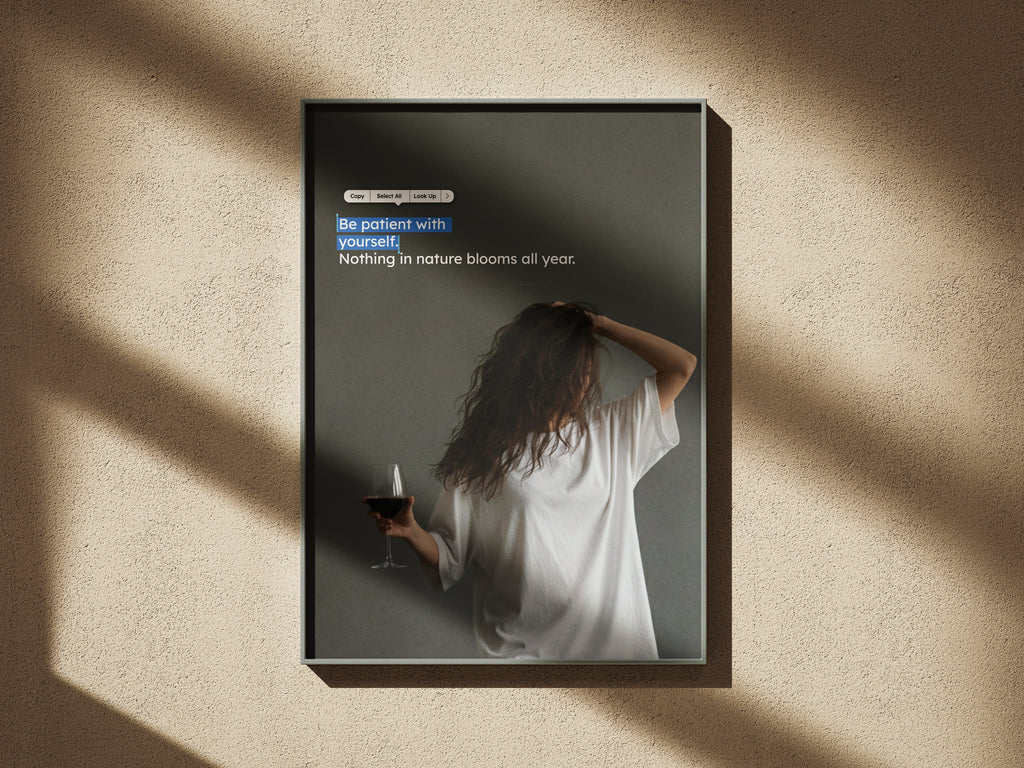 Be Patient With Yourself self-love quote poster for mental wellness