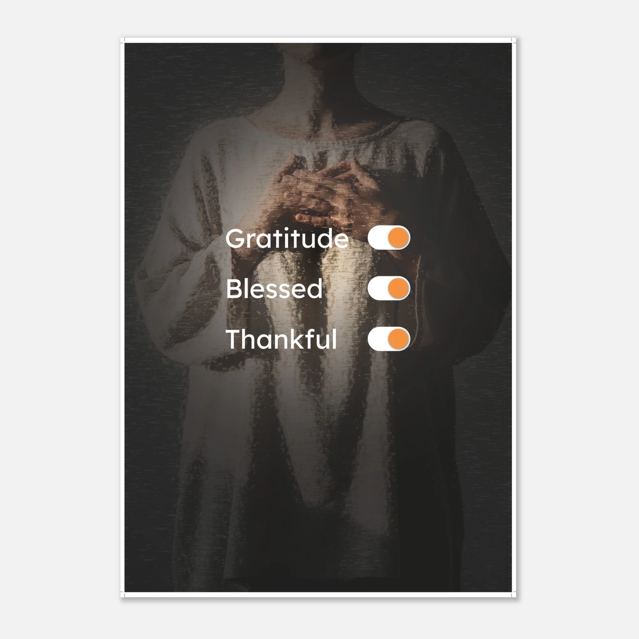 Gratitude Blessed Thankful positivity poster for mindful living - A3 (29.7 x 42  cm)
