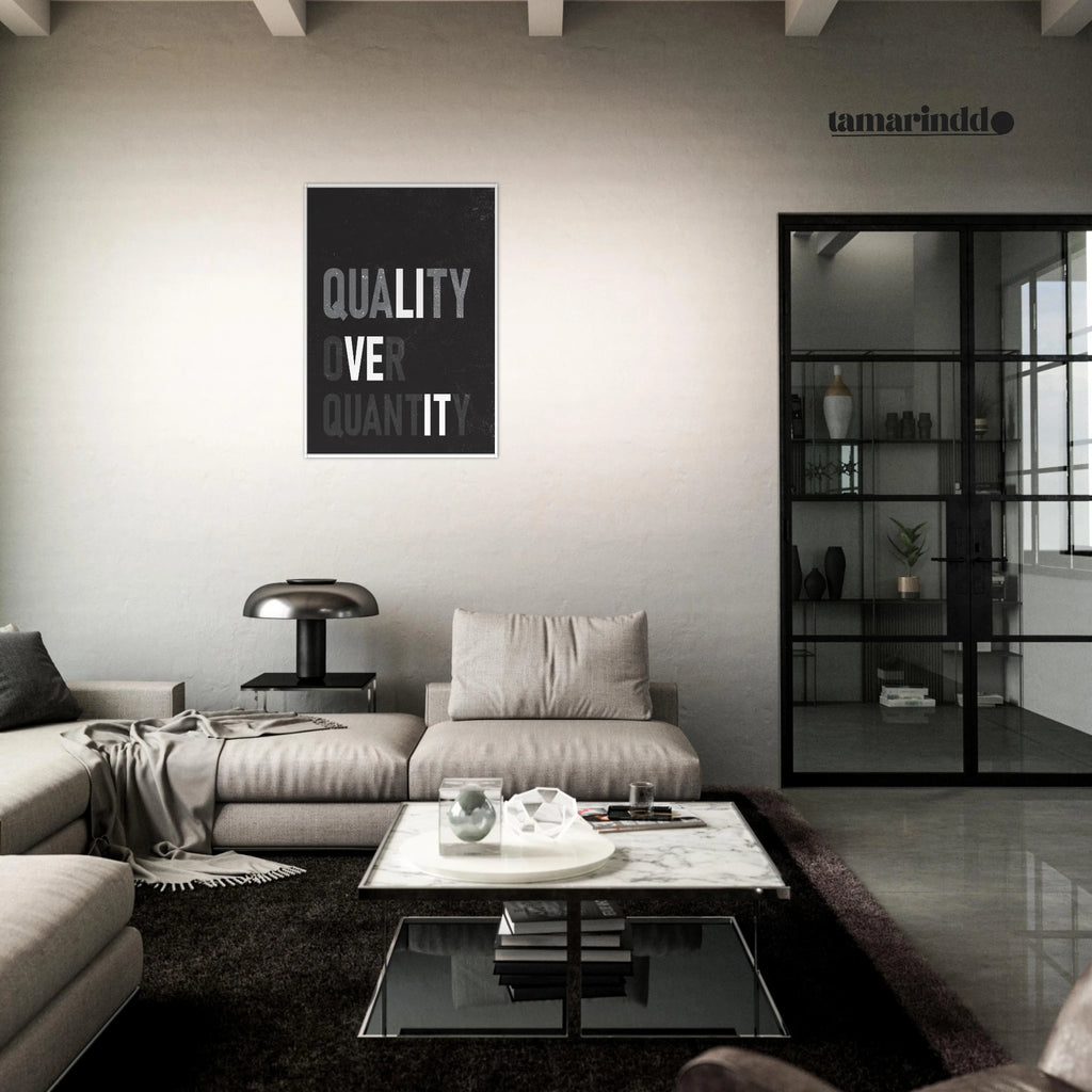 Quality Over Quantity minimalist mindset poster with clean typography