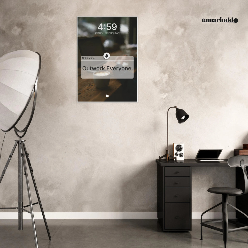 Outwork Everyone 5AM Club grind motivation poster for entrepreneurs