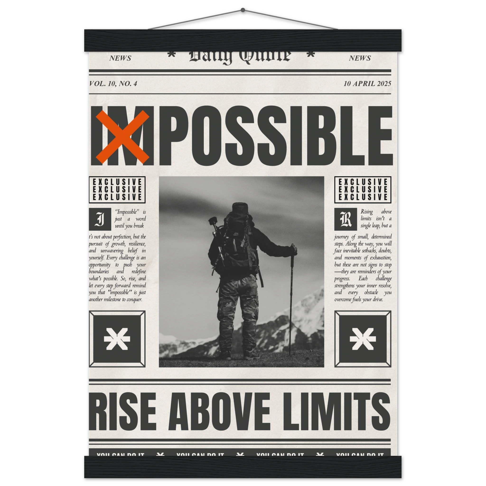 Impossible Is Nothing gym motivation poster with bold typography