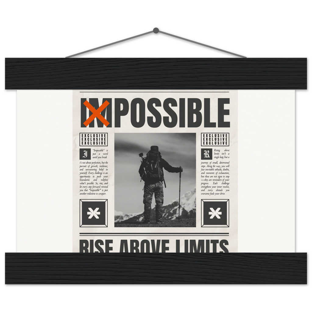 Impossible Is Nothing gym motivation poster with bold typography - Premium Wooden Framed Poster With Museum-Quality Matte Paper
