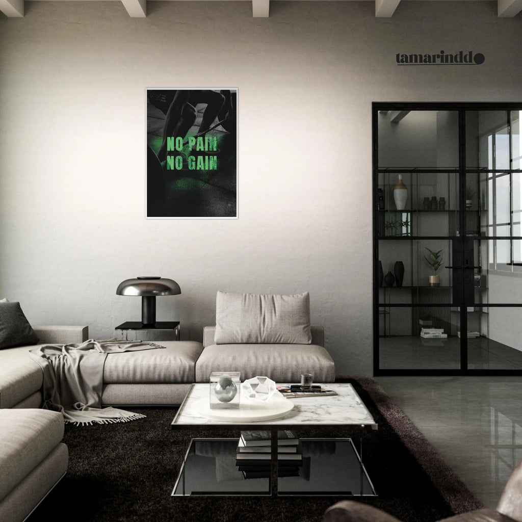 No Pain No Gain gym motivation poster with bold fitness typography