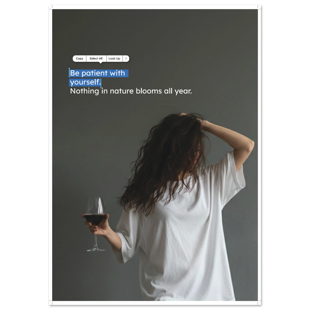 Be Patient With Yourself self-love quote poster for mental wellness