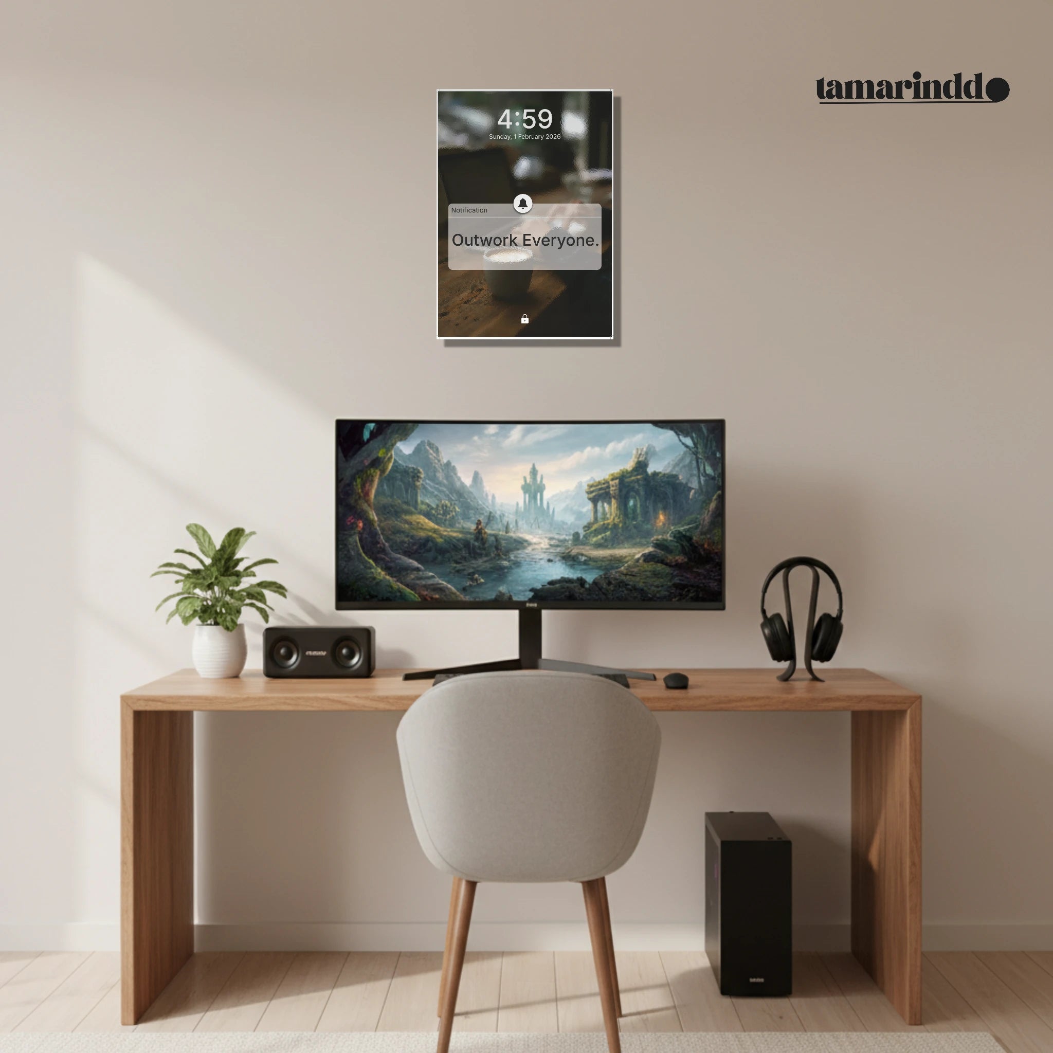 Outwork Everyone 5AM Club grind motivation poster for entrepreneurs