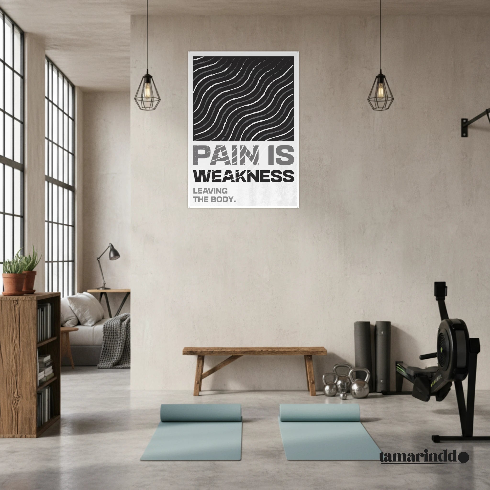 Pain Is Weakness Leaving the Body motivational gym poster with bold typography on premium matte paper - A2 (42 x 59.4  cm)