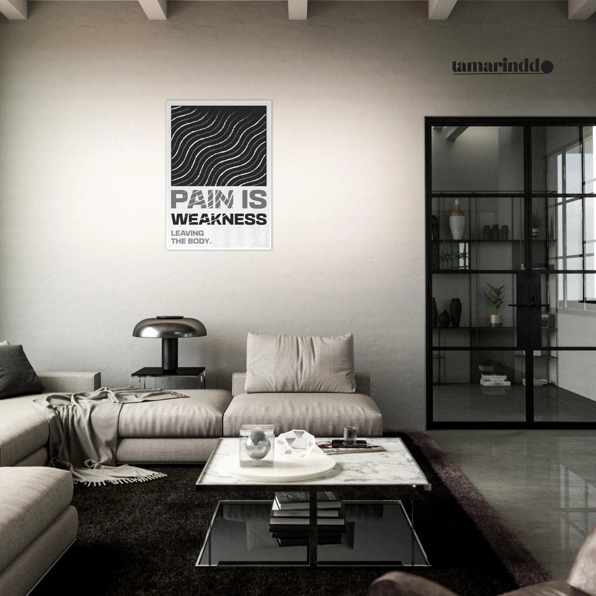 Pain Is Weakness Leaving the Body motivational gym poster with bold typography on premium matte paper