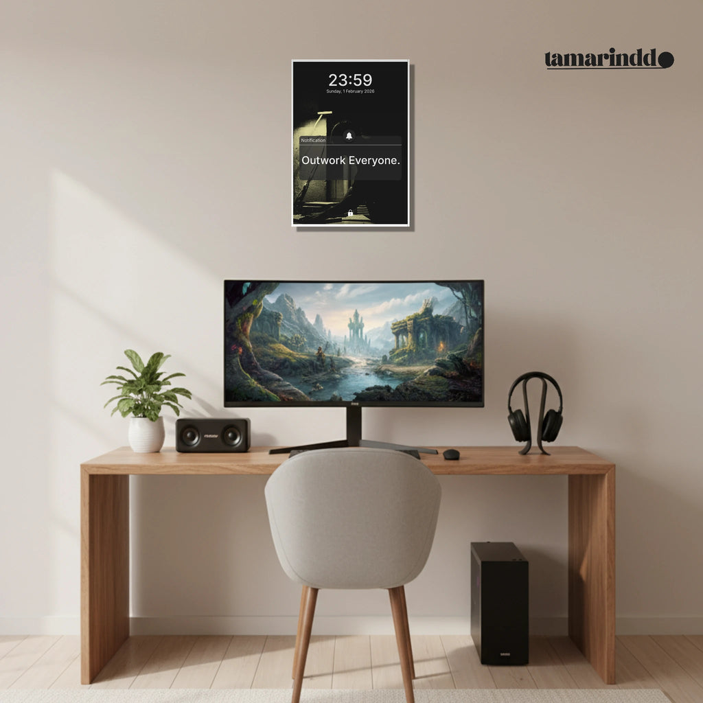 Outwork Everyone hustle and grind motivation poster with bold typography