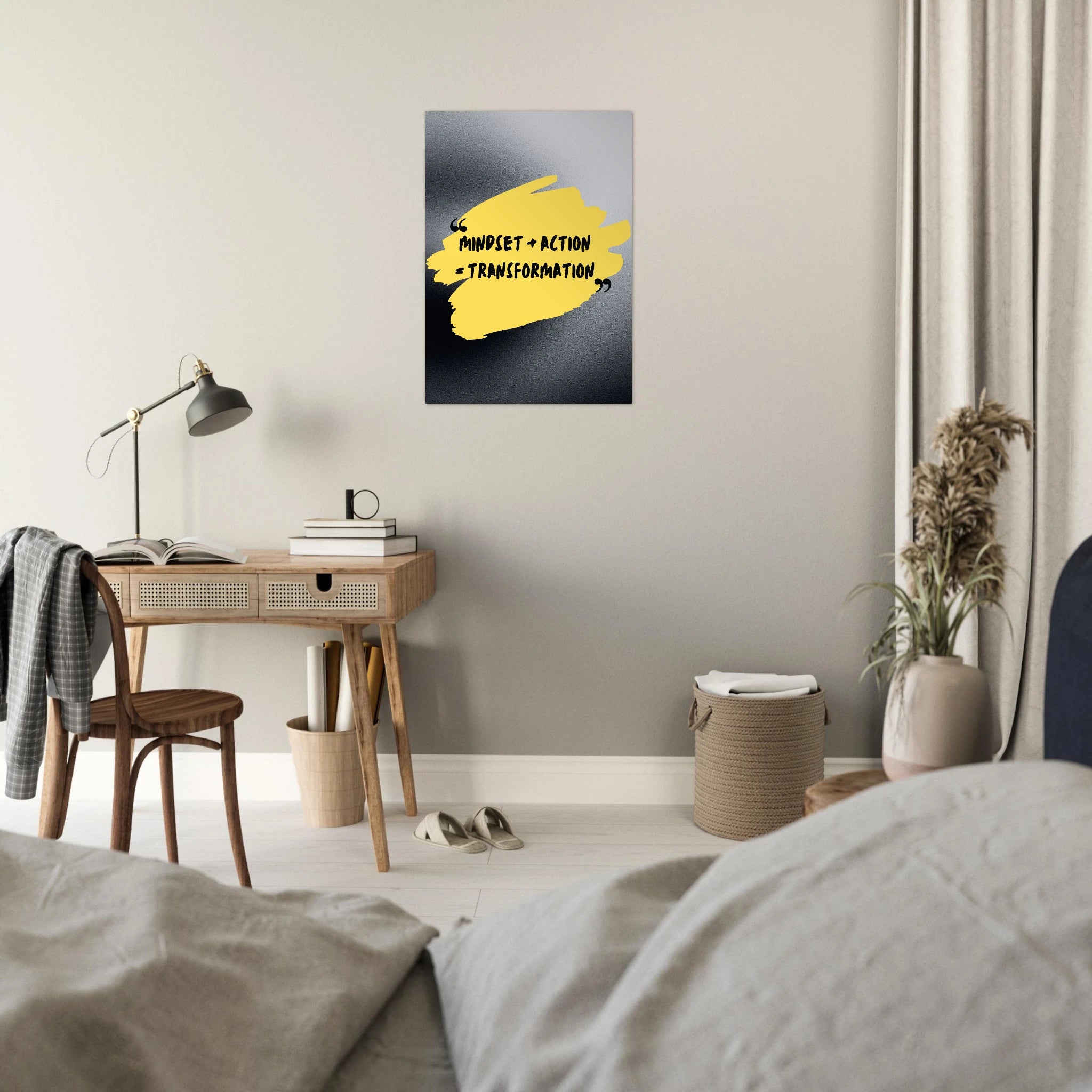 Mindset Plus Action Equals Transformation motivation poster - A3 (29.7 x 42  cm)