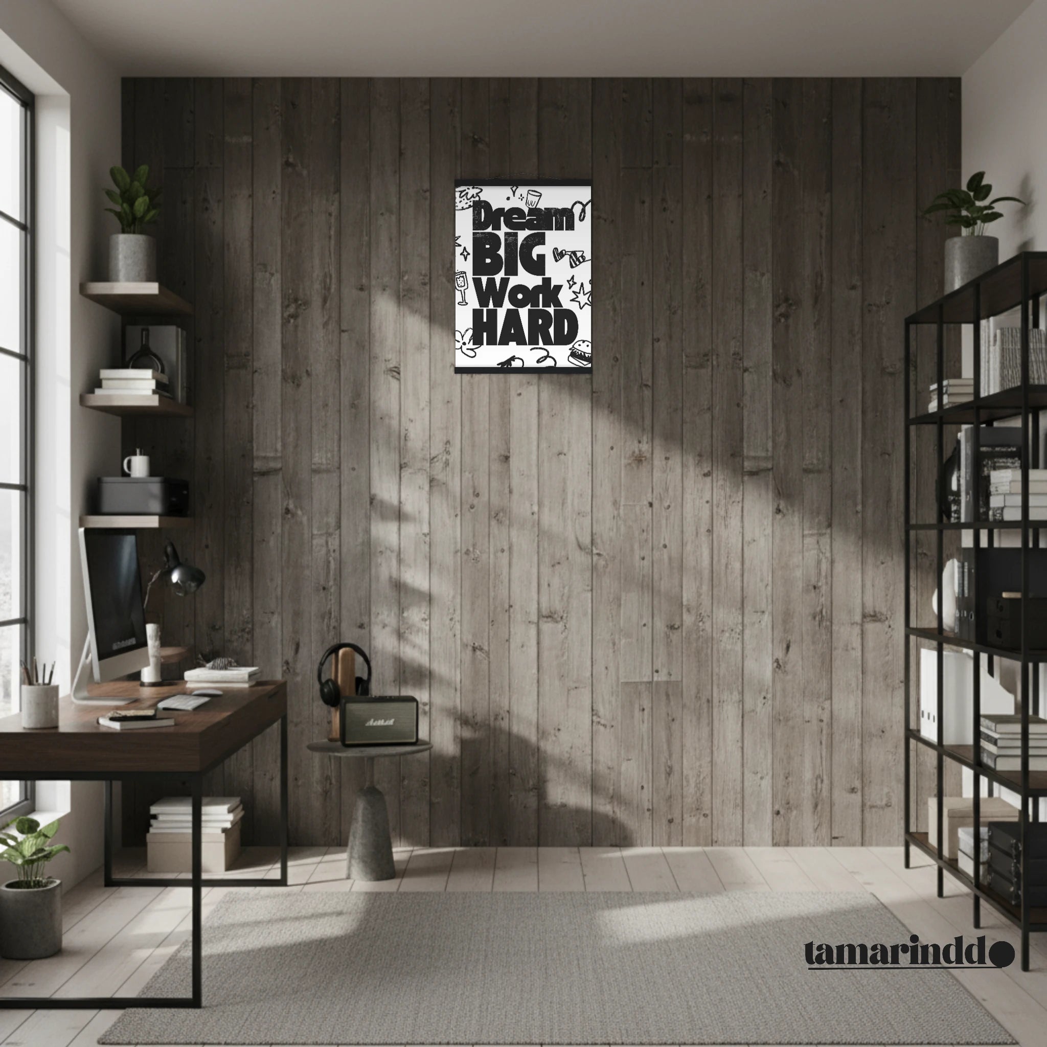 dream big work hard entrepreneur motivation wall art black gold office