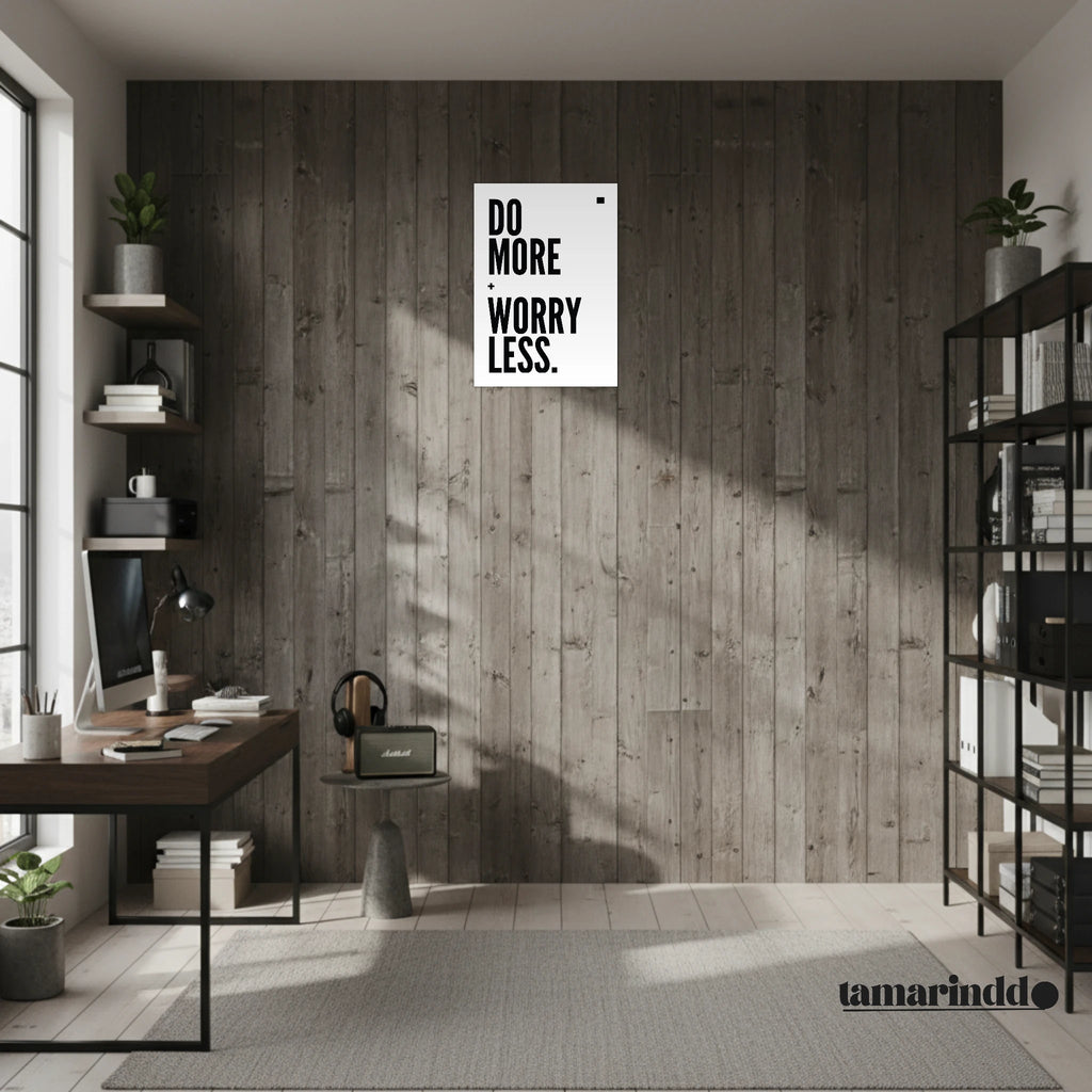 Do More Worry Less positive quote poster for uplifting spaces