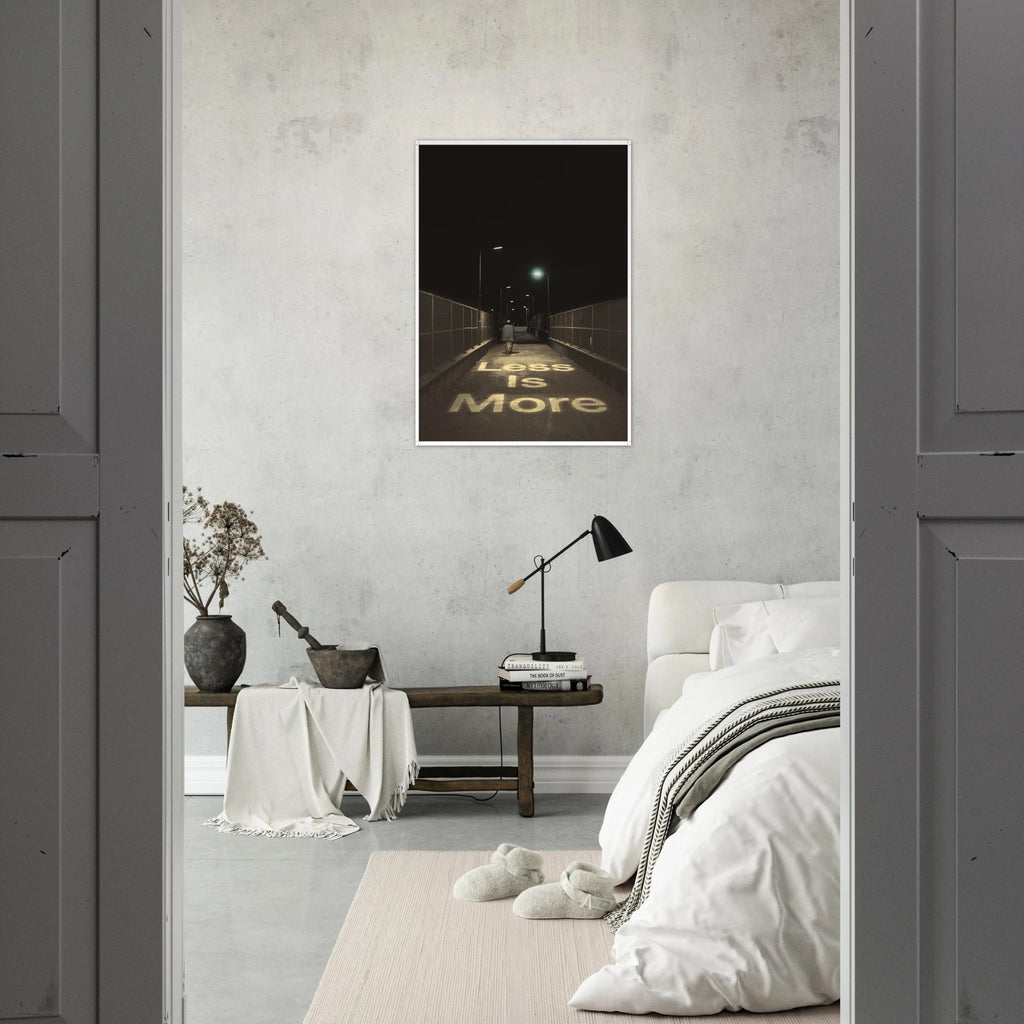 Less Is More minimalist typography poster with clean design